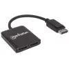 Manhattan DisplayPort 1.2 šakotuvas su 2 DisplayPort 1.2 išėjimais ir MST, 4K@30Hz, maitinimas per USB-A, vaizdo sienos režimas, juodas, MST – Multi-Stream Transport, 3 metų garantija