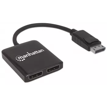 Manhattan DisplayPort 1.2 šakotuvas su 2 DisplayPort 1.2 išėjimais ir MST, 4K@30Hz, maitinimas per USB-A, vaizdo sienos režimas, juodas, MST – Multi-Stream Transport, 3 metų garantija