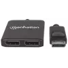 Manhattan DisplayPort 1.2 šakotuvas su 2 DisplayPort 1.2 išėjimais ir MST, 4K@30Hz, maitinimas per USB-A, vaizdo sienos režimas, juodas, MST – Multi-Stream Transport, 3 metų garantija