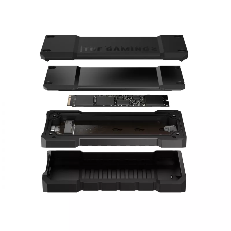 SSD dėklas ASUS TUF Gaming A2 Juodas, M.2 PCIe / SATA, USB 3.2 Gen 2x2 20 Gbit/s, iki 4 TB, aliuminis, IP68