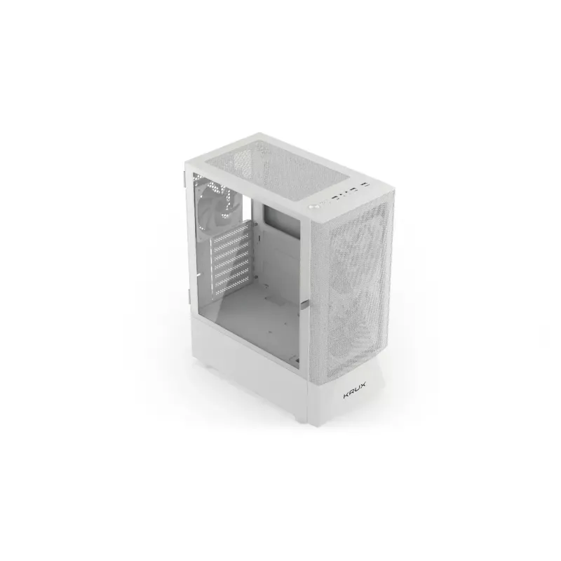 PC korpusas KRUX VAKO KRXD005 ATX juodas – grūdintas stiklas, RGB, tinka Micro-ITX/ATX, 2x3.5 colio + 2x2.5 colio vietos, GPU iki 31 cm