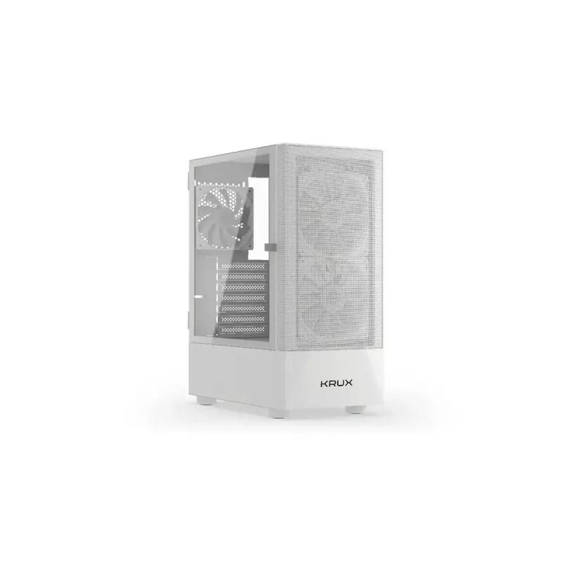 PC korpusas KRUX VAKO KRXD005 ATX juodas – grūdintas stiklas, RGB, tinka Micro-ITX/ATX, 2x3.5 colio + 2x2.5 colio vietos, GPU iki 31 cm