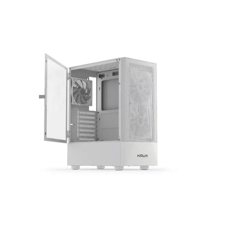 PC korpusas KRUX VAKO KRXD005 ATX juodas – grūdintas stiklas, RGB, tinka Micro-ITX/ATX, 2x3.5 colio + 2x2.5 colio vietos, GPU iki 31 cm