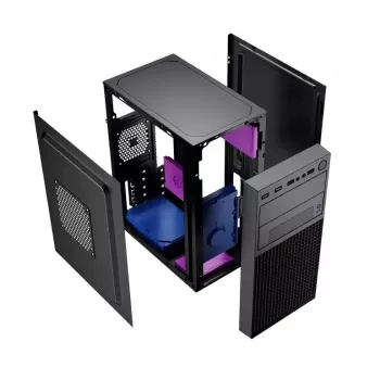 Gembird Fornax K300 Mini Tower kompiuterio korpusas, Micro-ATX/Mini-ITX, 2x USB 3.0 + 2x USB 2.0, HD Audio, be maitinimo bloko, SPCC, 2,17 kg, juodas