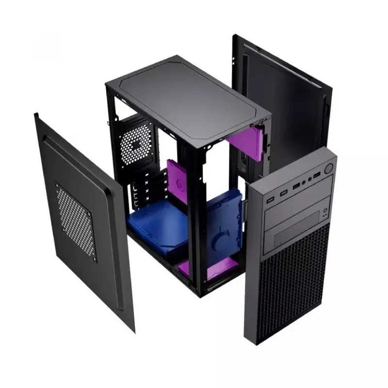 Korpusas GEMBIRD Fornax K300 Mini Tower — Mini-ITX/Micro ATX, SPCC, 2,17 kg, USB 3.2, 1x2,5 colio vieta, 4 plėtros lizdai
