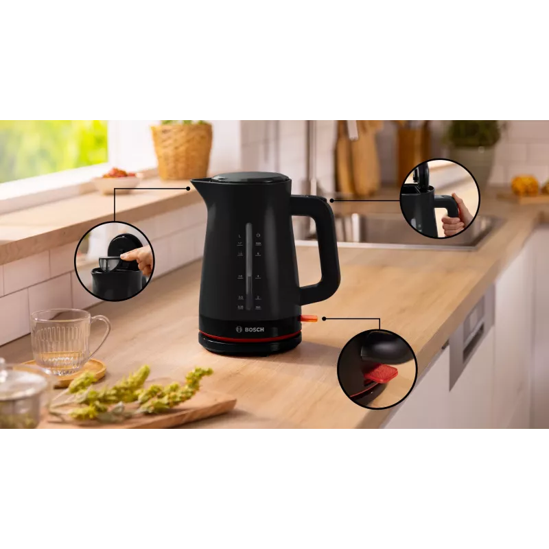 Elektrinis virdulys Bosch MyMoment TWK3M123 — 1,7 L, 2400 W, juodas