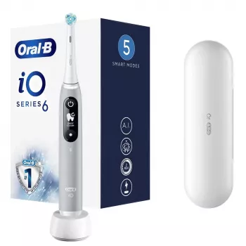 Elektrinis dantų šepetėlis Oral-B iO su sukamuoju šepetėlio antgaliu pilka spalva