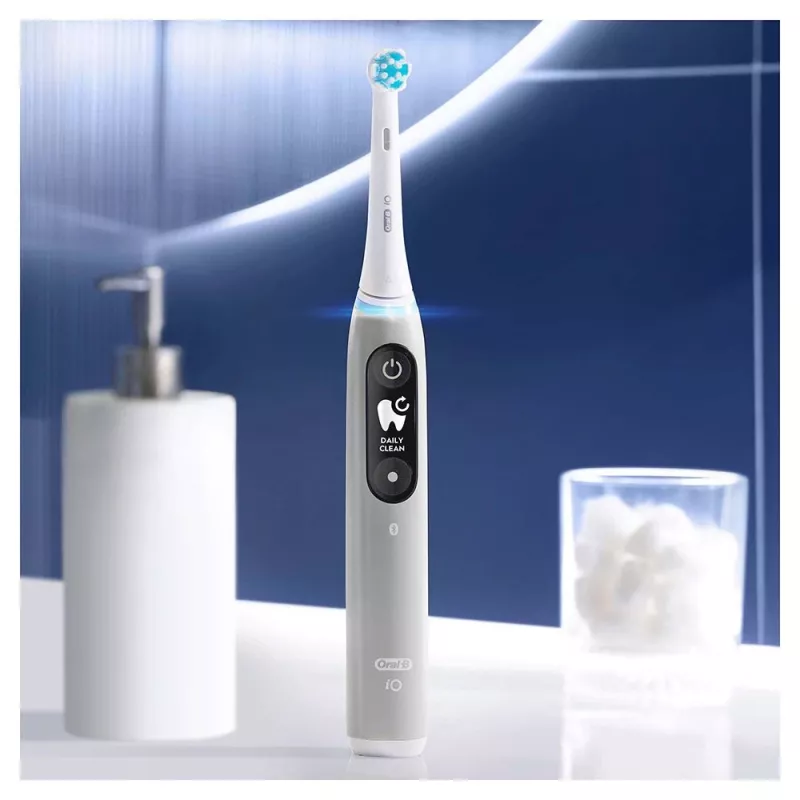 Elektrinis dantų šepetėlis Oral-B iO su sukamuoju šepetėlio antgaliu pilka spalva