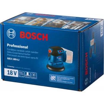 Bosch GEX 185-LI Professional šlifuoklis atsitiktinis orbitinis 10000 OPM mėlynas