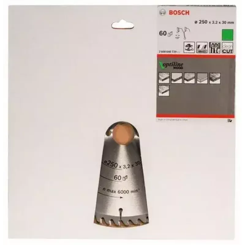 Pjūklo diskas medžiui Bosch 2 608 640 729 25 cm, skylė 30 mm