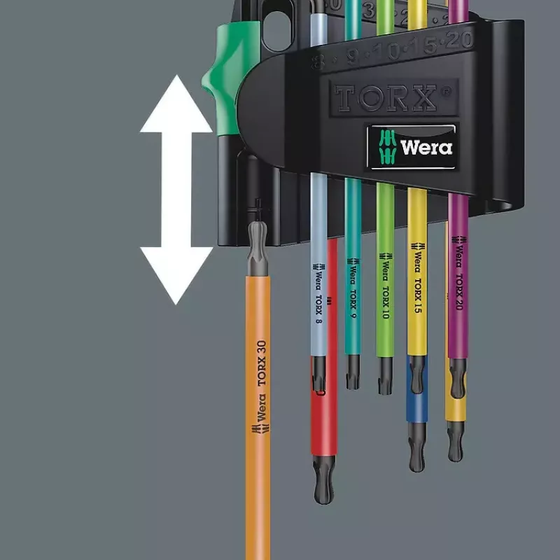 L formos TORX raktų rinkinys Wera 967/9 TX BO (TX8–TX40)