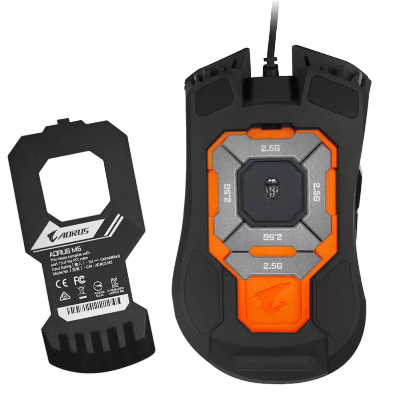 GIGABYTE AORUS M5 žaidimų pelė, dešiniajai rankai, USB Type-A, optinė, 16000 DPI