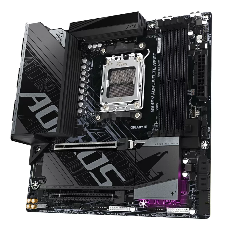GIGABYTE B840M AORUS ELITE WIFI6E pagrindinė plokštė – AMD Ryzen 9000, 10+2+2 VRM, DDR5 8200MHz, 2xPCIe 4.0 M.2, Wi-Fi 6E, 2.5GbE LAN