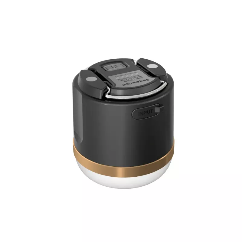 EcoFlow SCLI-B kempingo lempa su baterija, 400 lm, 3600 mAh, USB-C jungtis įkrovimui, ABS+TPR korpusas, IP54, juoda/auksinė/balta