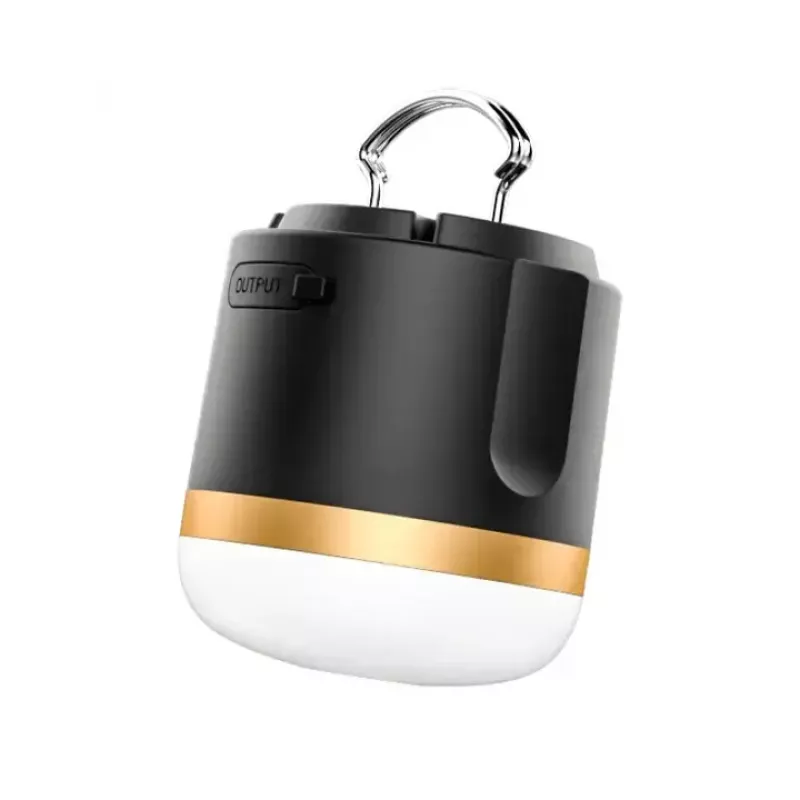 EcoFlow SCLI-B kempingo lempa su baterija, 400 lm, 3600 mAh, USB-C jungtis įkrovimui, ABS+TPR korpusas, IP54, juoda/auksinė/balta