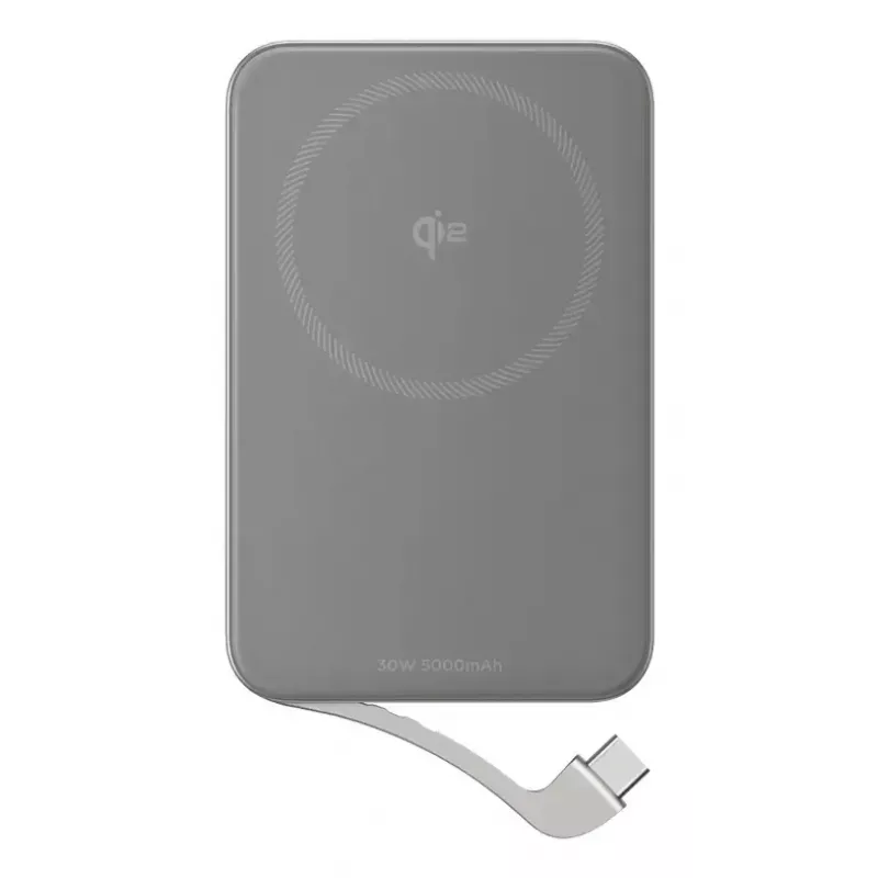 Power bank „EcoFlow Rapid 5000“ (Ličio jonų 5000 mAh, PD greitasis įkrovimas, 30 W bendra galia, belaidis, USB-C, sidabrinis)