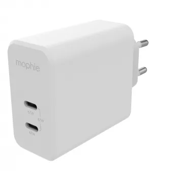 mophie Sieninis adapteris USB-C PD DUAL 67W GaN Baltas ES (2xUSB-C)