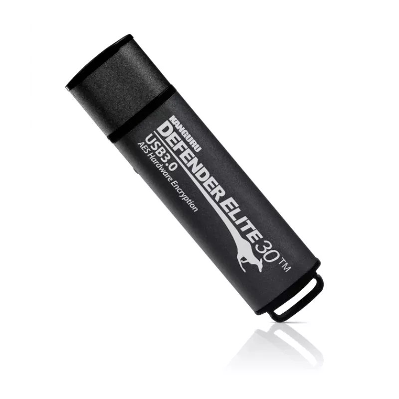 Kanguru Defender Elite30™ USB 3.0 16GB – Saugus USB raktas su 256 bitų AES aparatine šifracija (XTS režimas), FIPS 197 sertifikuotas, TAA atitinkantis