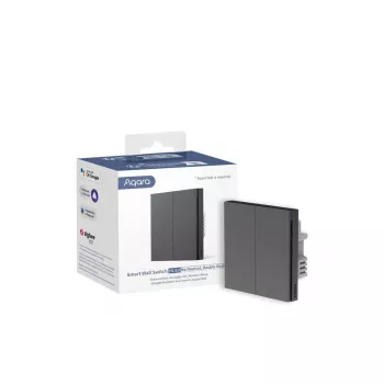 AQARA Smart Wall Switch H1 EU (be neutralaus laido, dvigubas jungiklis) WS-EUK02-G, Pilka - ZigBee sieninis jungiklis su dviem relėmis