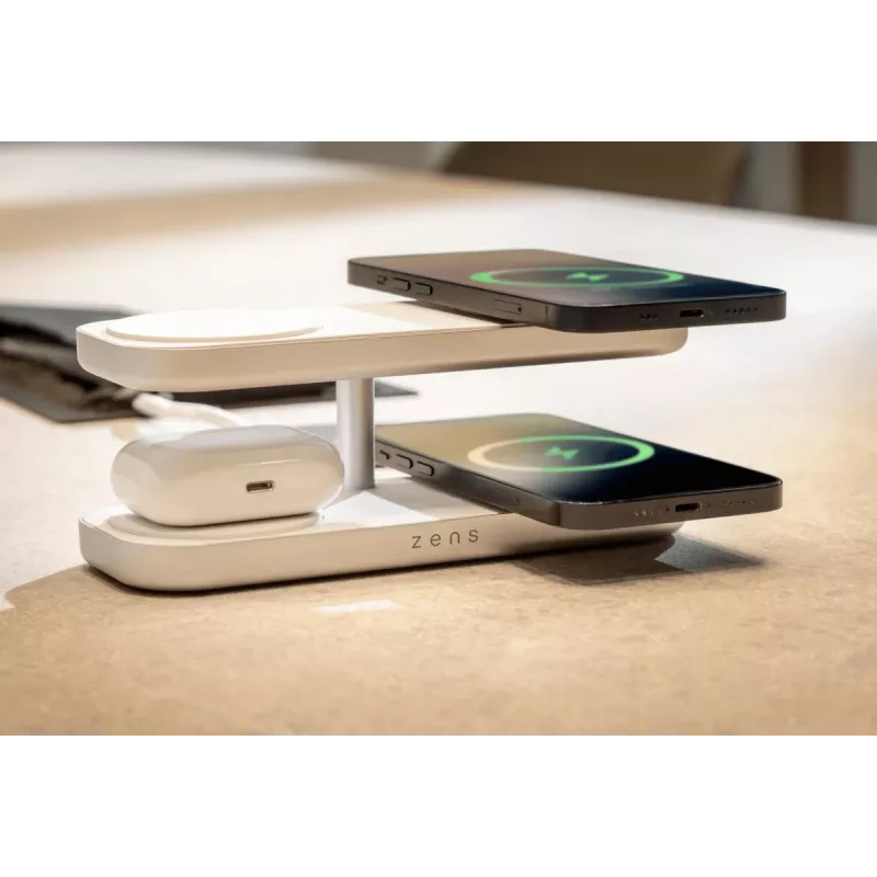 ZENS Quattro Wireless Charger Pro 4 Baltas belaidis įkroviklis