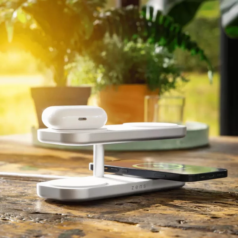 ZENS Quattro Wireless Charger Pro 4 Baltas belaidis įkroviklis