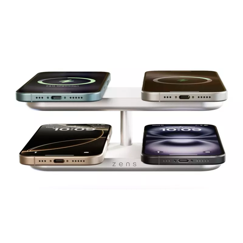 ZENS Quattro Wireless Charger Pro 4 Baltas belaidis įkroviklis