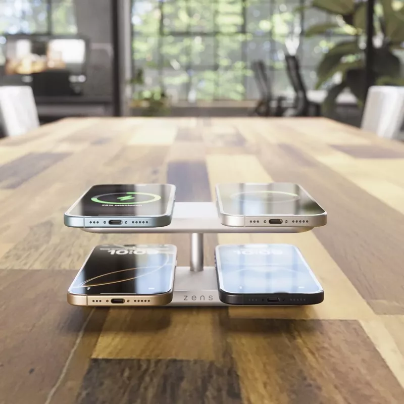 ZENS Quattro Wireless Charger Pro 4 Baltas belaidis įkroviklis