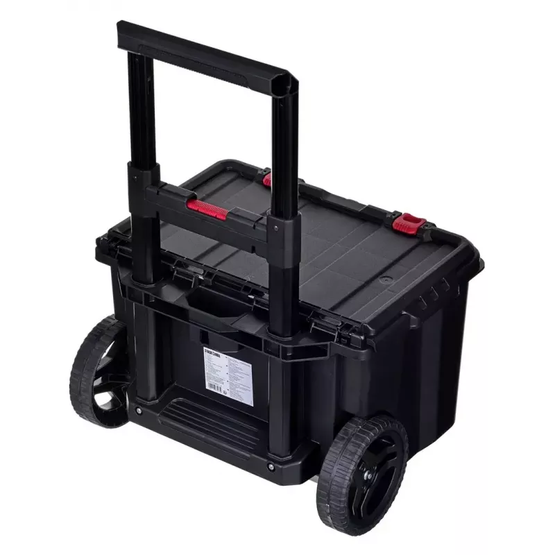 Keter 250927 – laikymo dėžių rinkinys 3 vnt., sukraunamos technopolimerinės dėžės su ratukais ir užraktu, 525×694×411 mm, juodos