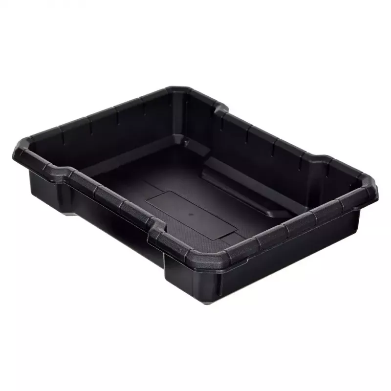 Keter 250927 – laikymo dėžių rinkinys 3 vnt., sukraunamos technopolimerinės dėžės su ratukais ir užraktu, 525×694×411 mm, juodos