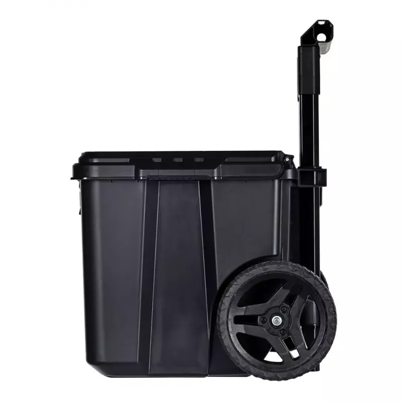 Keter 250927 – laikymo dėžių rinkinys 3 vnt., sukraunamos technopolimerinės dėžės su ratukais ir užraktu, 525×694×411 mm, juodos