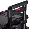 Keter 250927 – laikymo dėžių rinkinys 3 vnt., sukraunamos technopolimerinės dėžės su ratukais ir užraktu, 525×694×411 mm, juodos