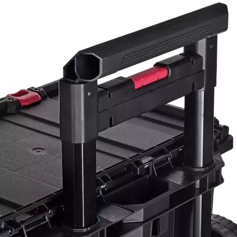 Keter 250927 – laikymo dėžių rinkinys 3 vnt., sukraunamos technopolimerinės dėžės su ratukais ir užraktu, 525×694×411 mm, juodos