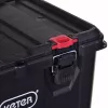 Keter 250927 – laikymo dėžių rinkinys 3 vnt., sukraunamos technopolimerinės dėžės su ratukais ir užraktu, 525×694×411 mm, juodos