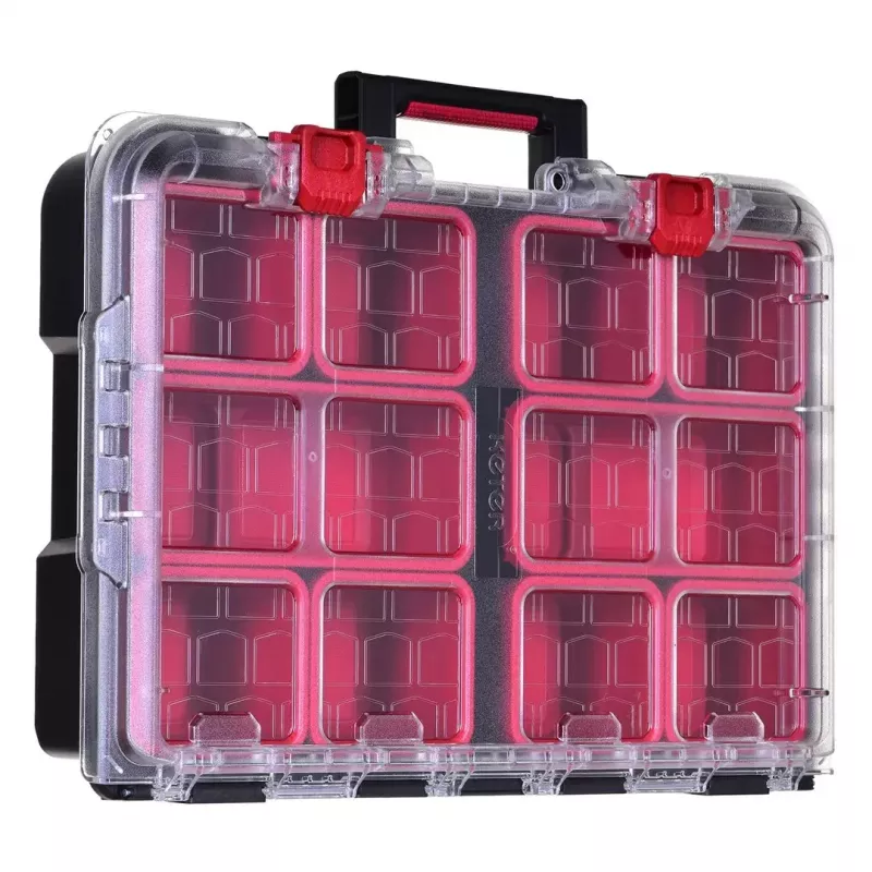 Keter 250927 – laikymo dėžių rinkinys 3 vnt., sukraunamos technopolimerinės dėžės su ratukais ir užraktu, 525×694×411 mm, juodos