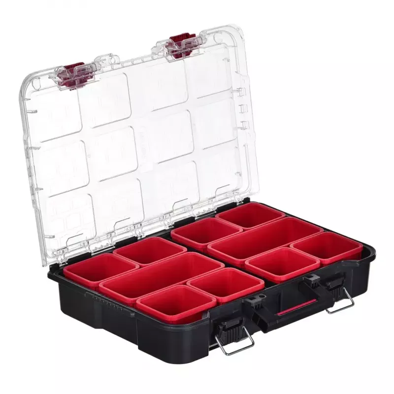 Keter 250927 – laikymo dėžių rinkinys 3 vnt., sukraunamos technopolimerinės dėžės su ratukais ir užraktu, 525×694×411 mm, juodos