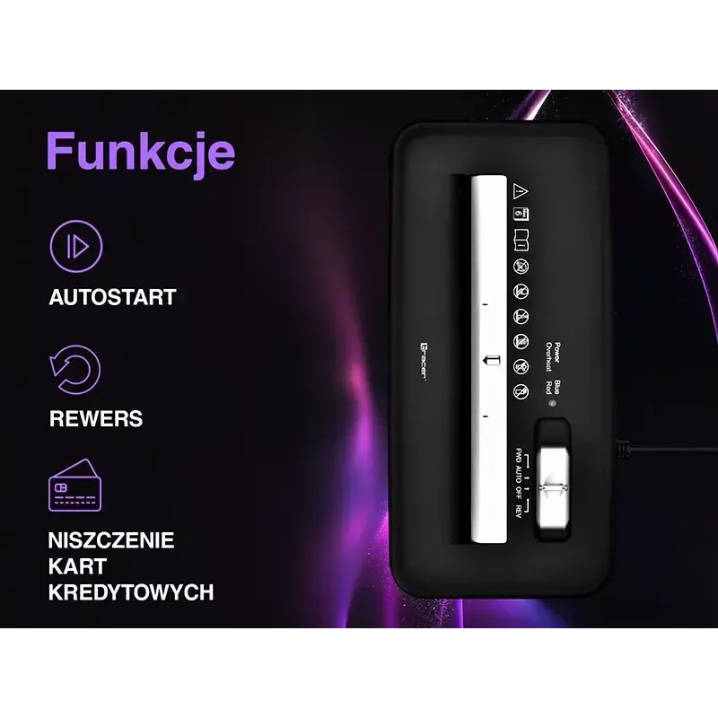Smulkintuvas TRACER Edge10L kryžminis pjovimas, 10 lapų talpa, 6 mm pjūvis, 10 L krepšelis, juodas