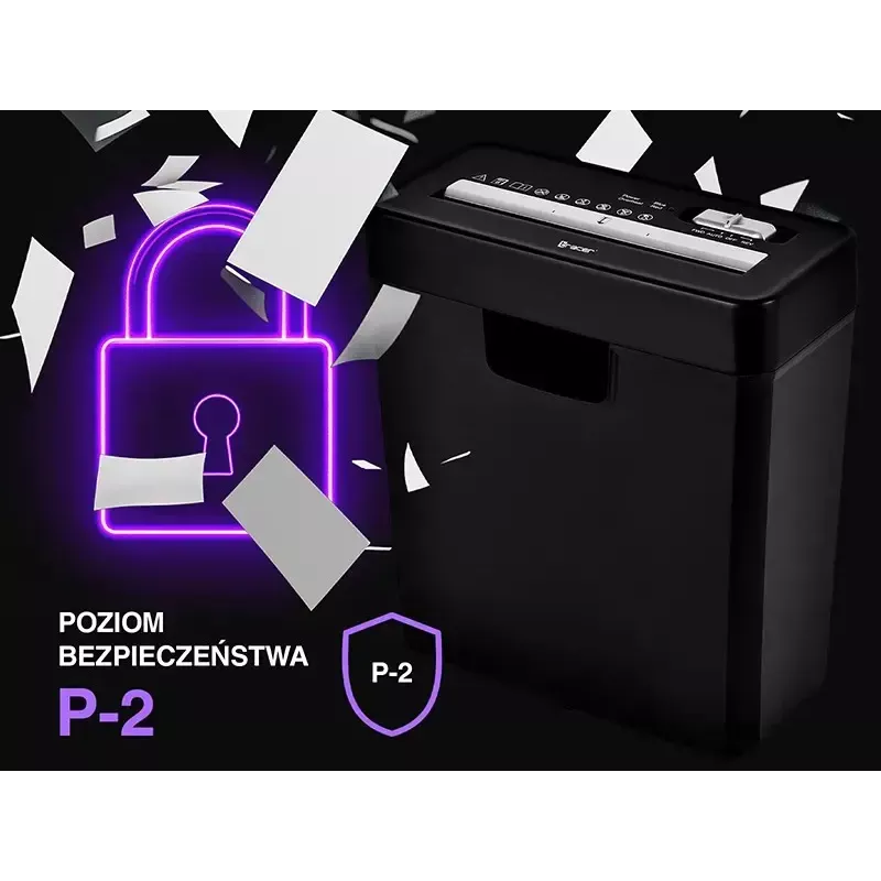 Smulkintuvas TRACER Edge10L kryžminis pjovimas, 10 lapų talpa, 6 mm pjūvis, 10 L krepšelis, juodas