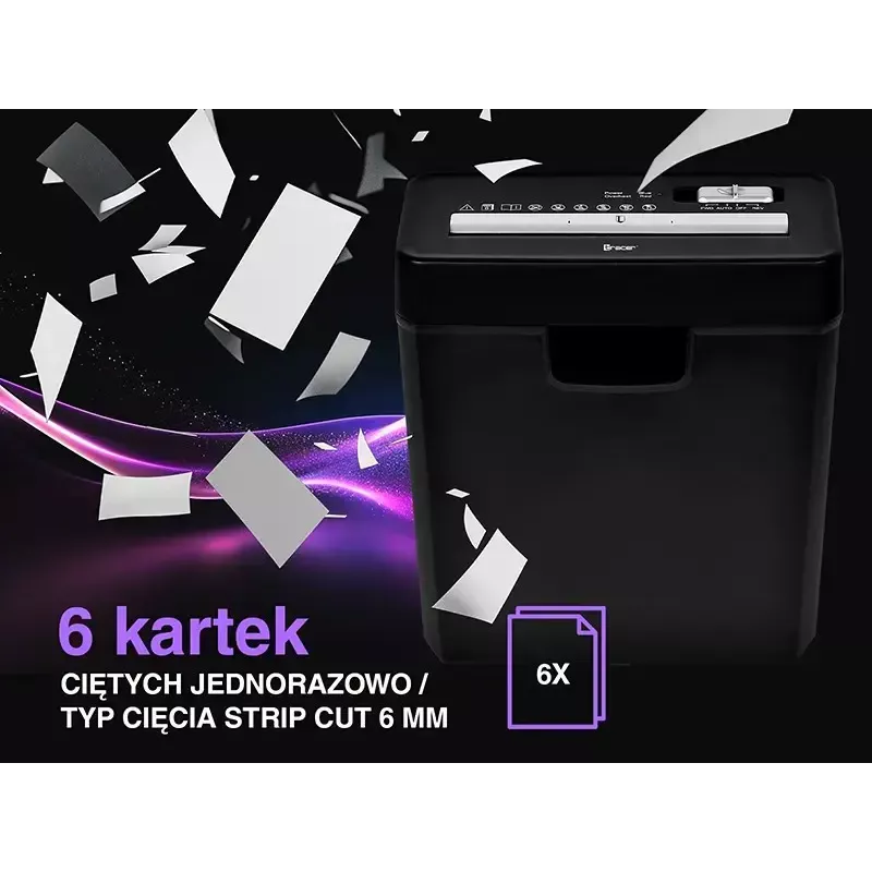 Smulkintuvas TRACER Edge10L kryžminis pjovimas, 10 lapų talpa, 6 mm pjūvis, 10 L krepšelis, juodas