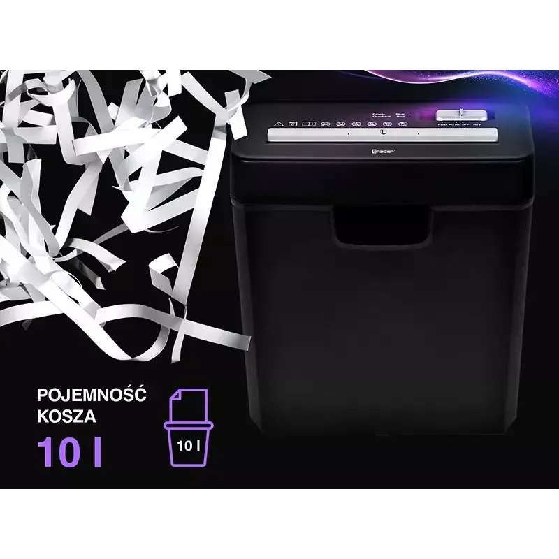 Smulkintuvas TRACER Edge10L kryžminis pjovimas, 10 lapų talpa, 6 mm pjūvis, 10 L krepšelis, juodas