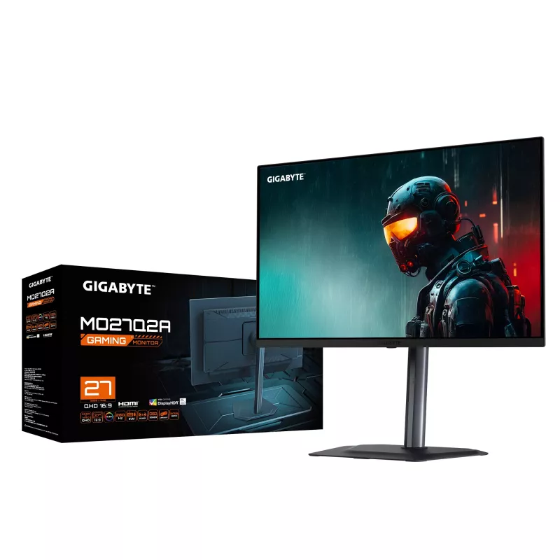 GIGABYTE MO27Q2A 27 colių OLED 2K QHD žaidimų monitorius - 2560 x 1440, 280Hz, 0.03ms, 250 cd/m², FreeSync Premium Pro, DisplayHDR True Black 400, HDMI 2.1, Displayport 1.4