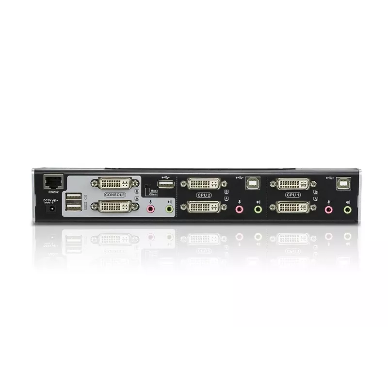 ATEN 2 prievadų USB DVI Dual-View KVM jungiklis su garsu ir USB 2.0 šakotuvu (su KVM kabeliais)