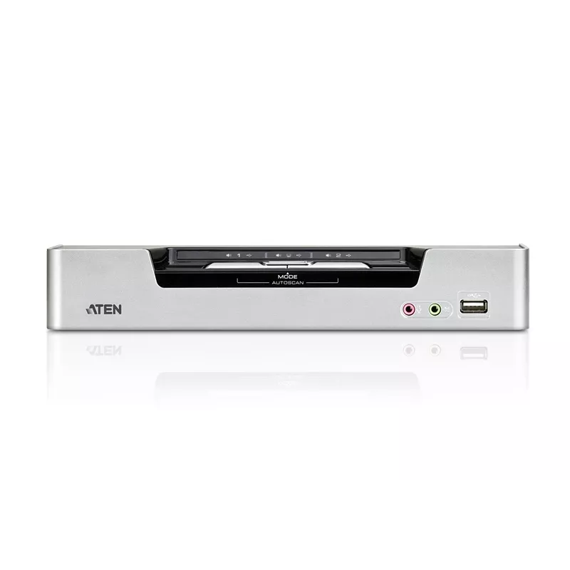 ATEN 2 prievadų USB DVI Dual-View KVM jungiklis su garsu ir USB 2.0 šakotuvu (su KVM kabeliais)