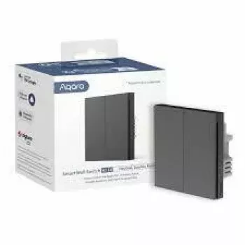 AQARA Smart Wall Switch H1 EU (su nuliniu laidu, dviguba svirtelė) WS-EUK04-G, Pilka – Zigbee sieninis jungiklis su dviguba rele