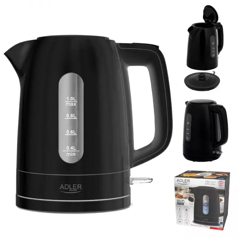 Elektrinis virdulys Adler AD 1380B – 1,7 L, 2200 W, juodas, 360° pagrindas
