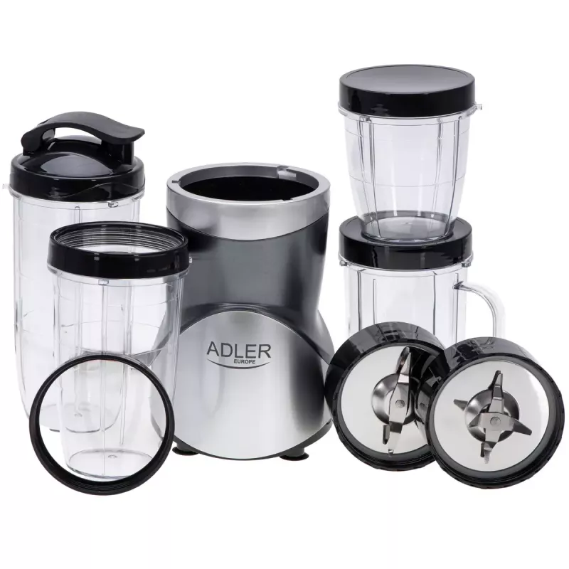 Stalinis blenderis Adler AD 4084 Smoothie rinkinys – 500 W (maks. 1200 W), 0,7 L stiklinis indas, išimamas dubuo, juodas