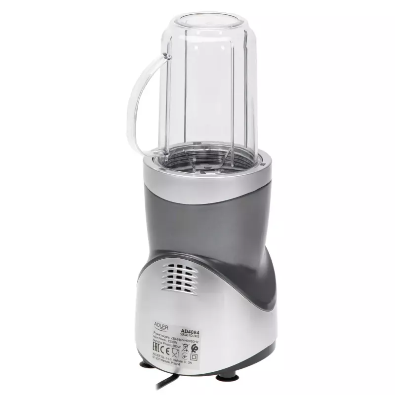 Stalinis blenderis Adler AD 4084 Smoothie rinkinys – 500 W (maks. 1200 W), 0,7 L stiklinis indas, išimamas dubuo, juodas