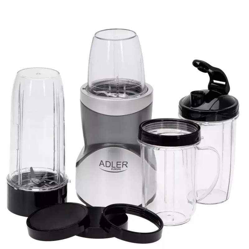 Stalinis blenderis Adler AD 4084 Smoothie rinkinys – 500 W (maks. 1200 W), 0,7 L stiklinis indas, išimamas dubuo, juodas
