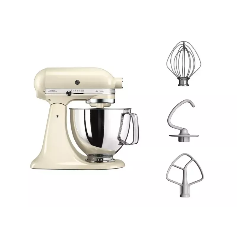 KITCHENAID 5KSM125EAC stovimas maišytuvas – 300 W, 4,8 L dubuo, 10 greičių, kreminė