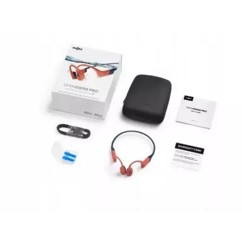 Belaidės kaulinio laidumo ausinės Shokz OpenSwim Pro – raudonos, IP68, Bluetooth 5.2, 9 h veikimo laikas