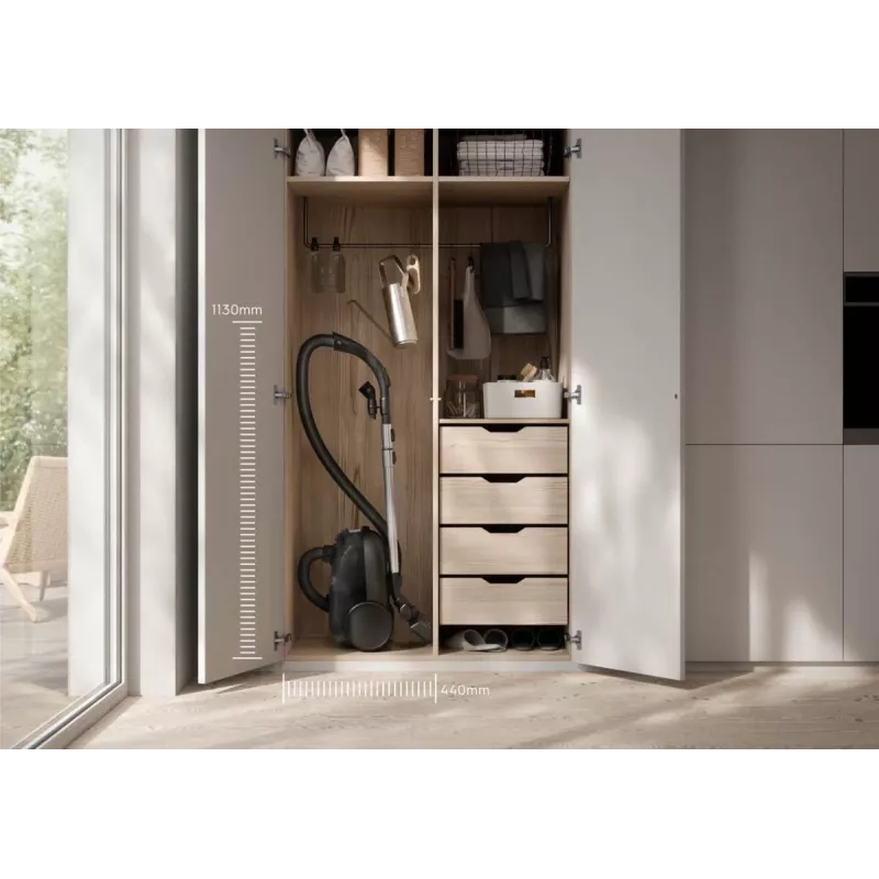 Cikloninis dulkių siurblys Electrolux EB61A5UG — 3,5 L dulkių maišas, 750 W, 12 m spindulys, turbo šepetys, nerūdijančio plieno teleskopinis vamzdis